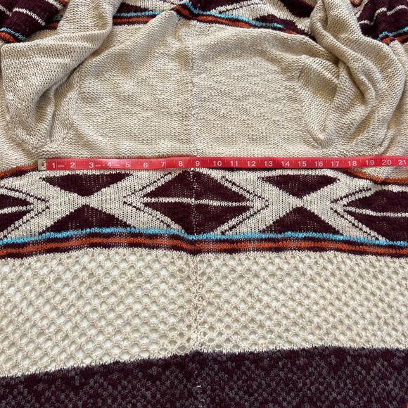 Double Zero Boutique Loose Knit Drape Open Southwestern Tan Sweater -sz M - Picture 7 of 7